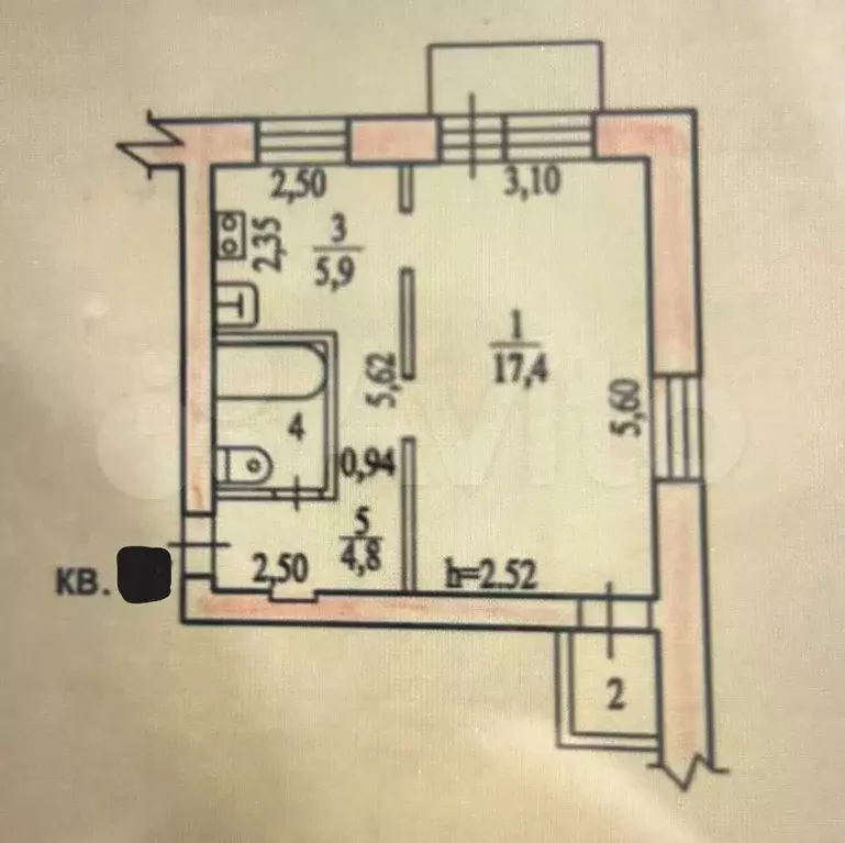 1-к. квартира, 32,4 м, 2/4 эт. - Фото 0