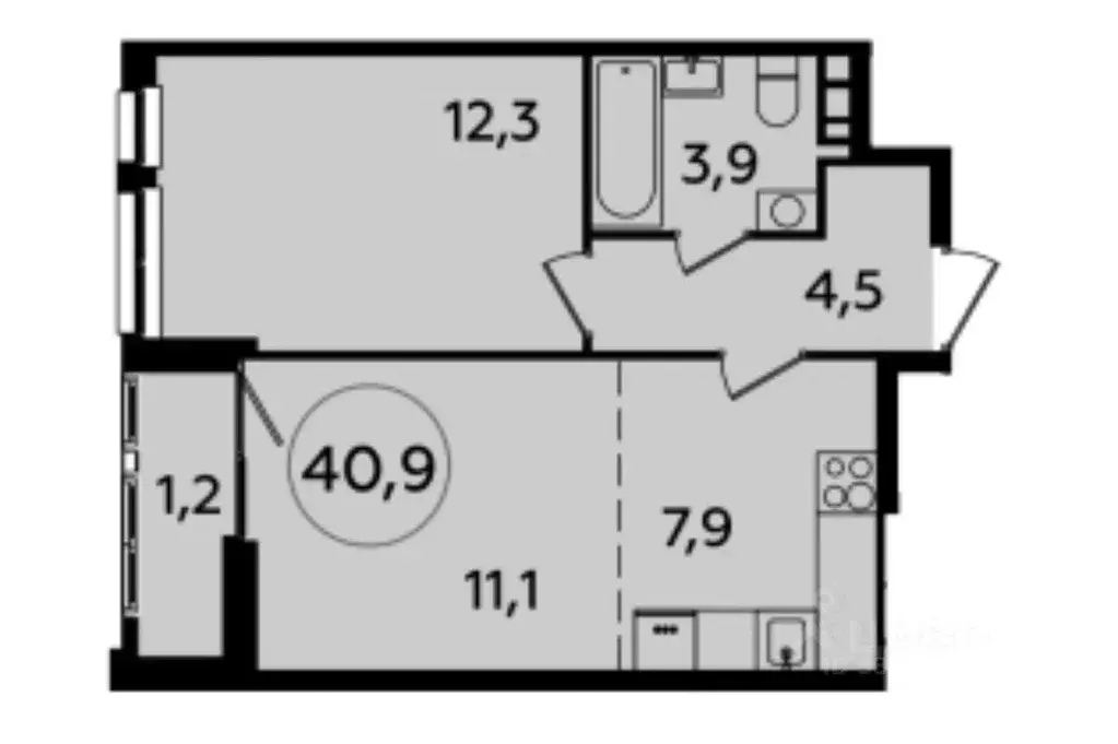1-к кв. Москва Бартеневская ул., 18к2 (41.0 м) - Фото 2