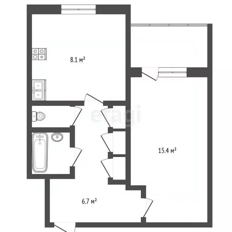 1-к кв. Ямало-Ненецкий АО, Новый Уренгой Мирный мкр, 4/3 (34.6 м) - Фото 1