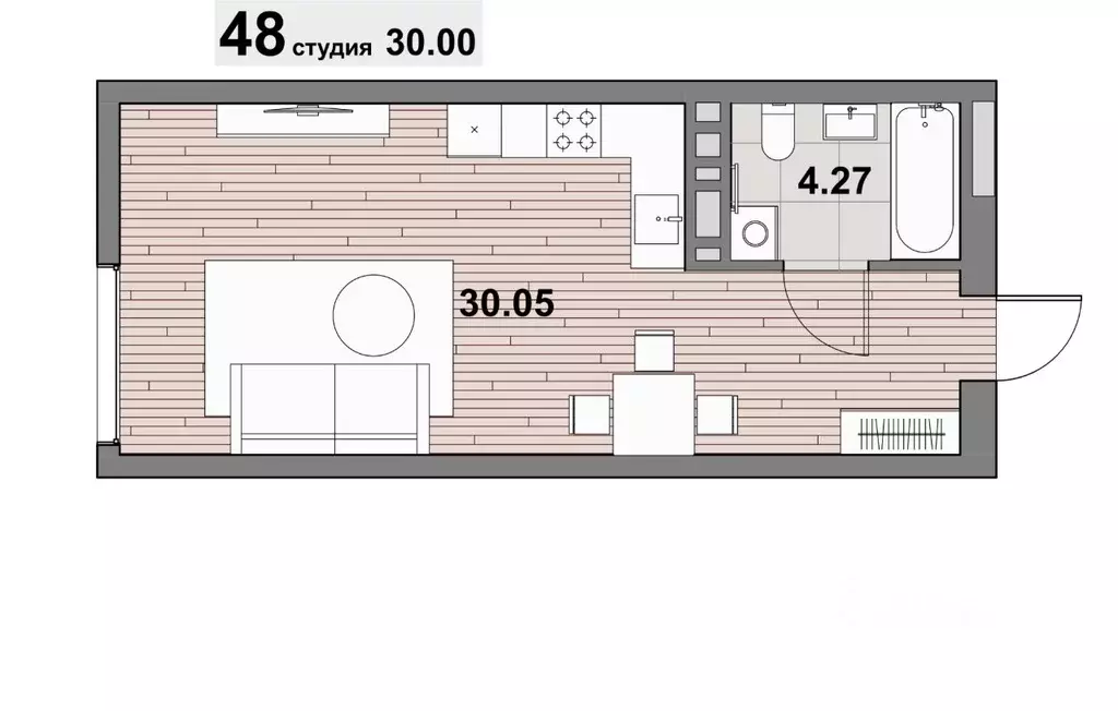 1-к кв. Калининградская область, Зеленоградск ул. Гагарина (34.32 м) - Фото 1