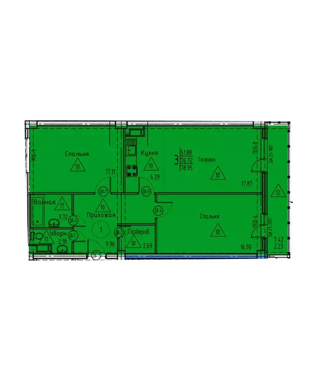 3-комнатная квартира: Пенза, улица Генерала Глазунова, 11 (78.95 м) - Фото 0