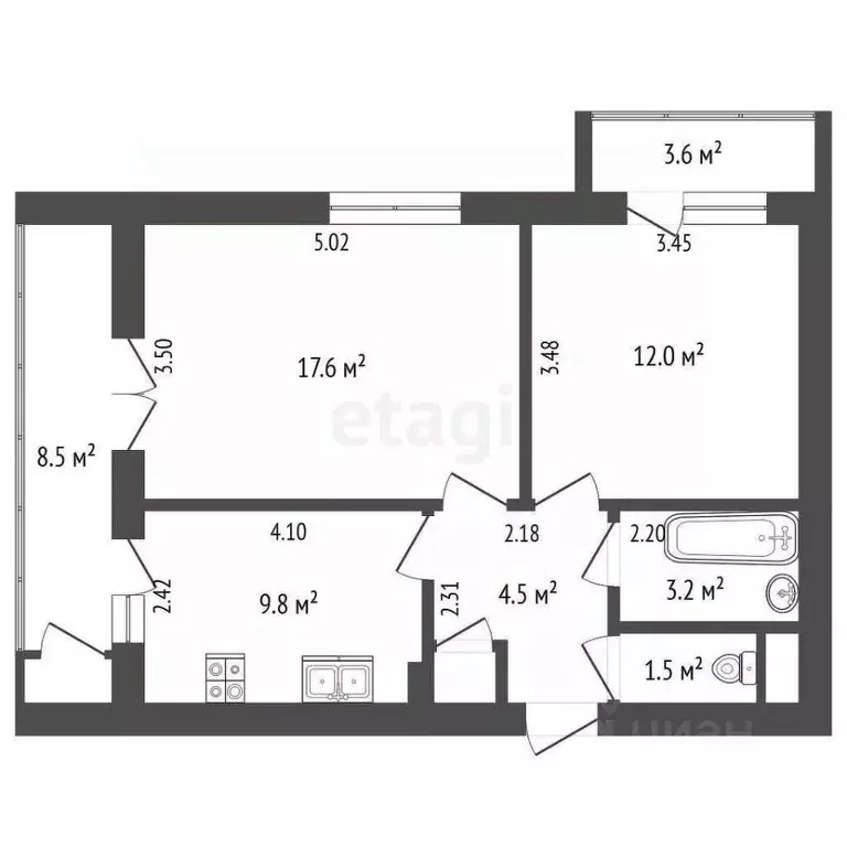 2-к кв. Крым, Ялта ул. Красноармейская, 54 (58.3 м) - Фото 1