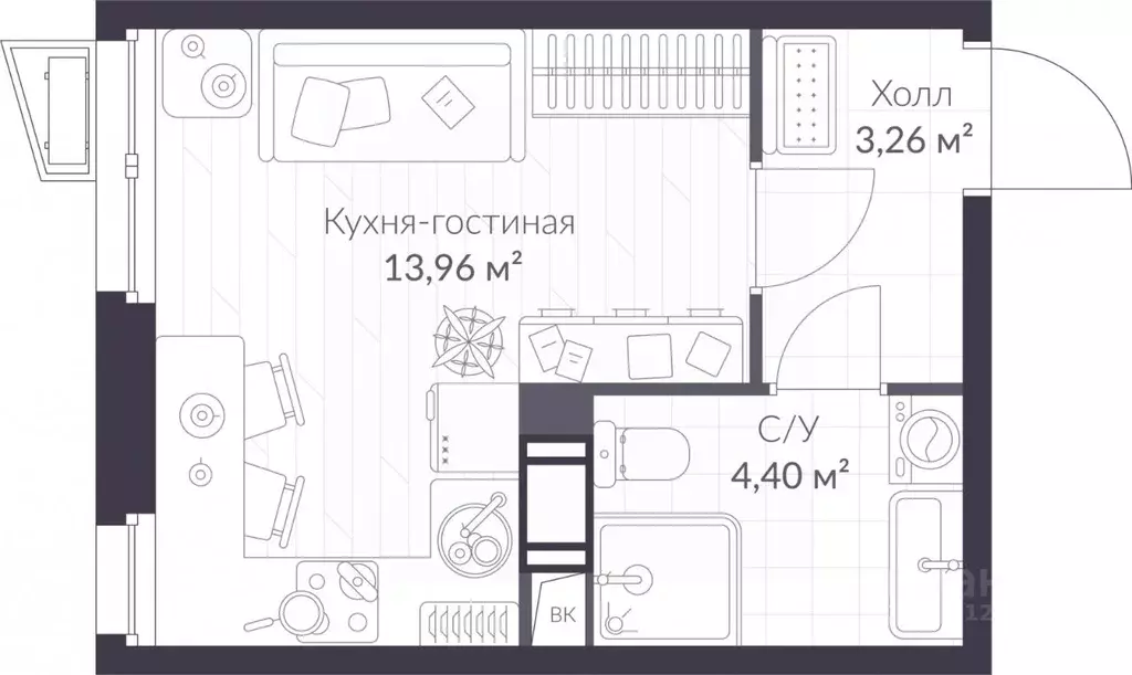 Студия Ленинградская область, Сертолово Всеволожский район, Верен Норт ... - Фото 0