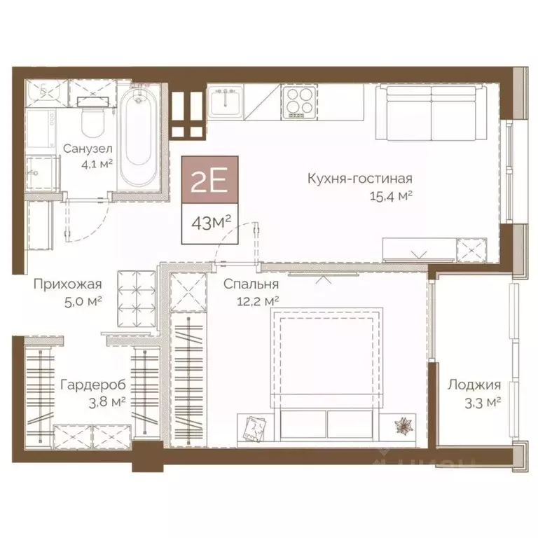 2-к кв. Приморский край, Владивосток Днепровский жилой комплекс (43.75 ... - Фото 1