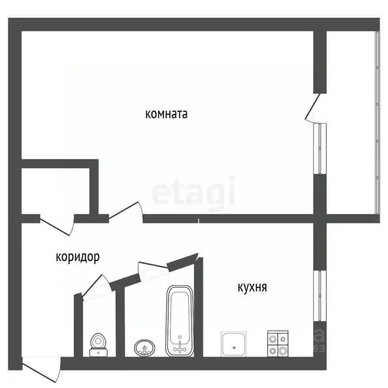 1-к кв. Воронежская область, Воронеж ул. Туполева, 22 (30.1 м) - Фото 1