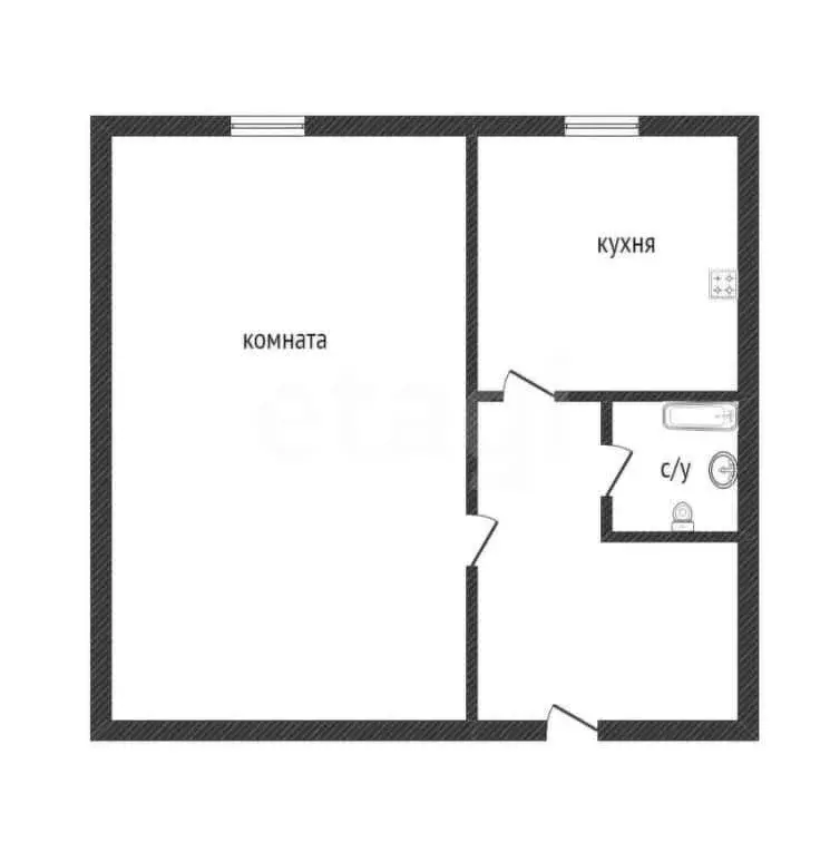 1-комнатная квартира: Курган, улица Криволапова, 17 (30 м) - Фото 0