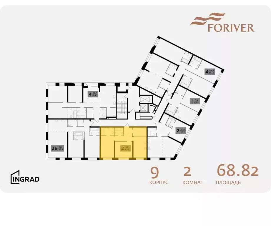 2-к кв. Москва Г мкр, Форивер жилой комплекс, 9 (68.82 м) - Фото 1