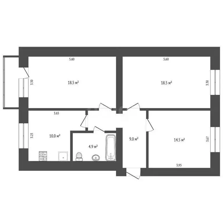 3-комнатная квартира: Омск, улица Пушкина, 76 (75.4 м) - Фото 1