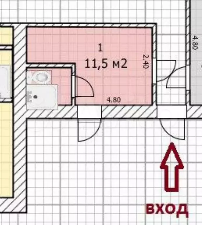 Апартаменты-студия, 12,1 м, 1/5 эт. - Фото 0