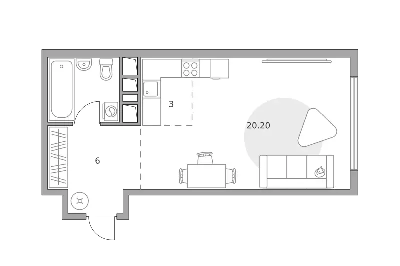квартира-студия, 33.2 м - Фото 0