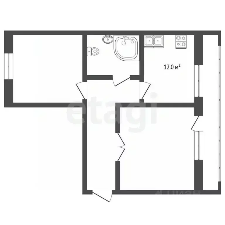 2-к кв. Тюменская область, Тюмень Пролетарская ул., 116 (52.0 м) - Фото 2