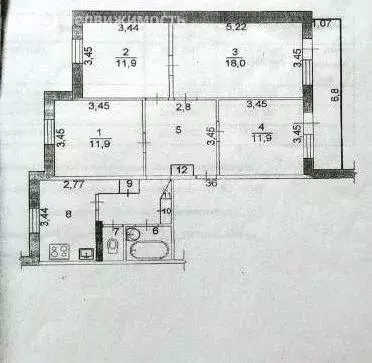 4-комнатная квартира: Волгоград, улица Богданова, 1/3 (79.9 м) - Фото 1