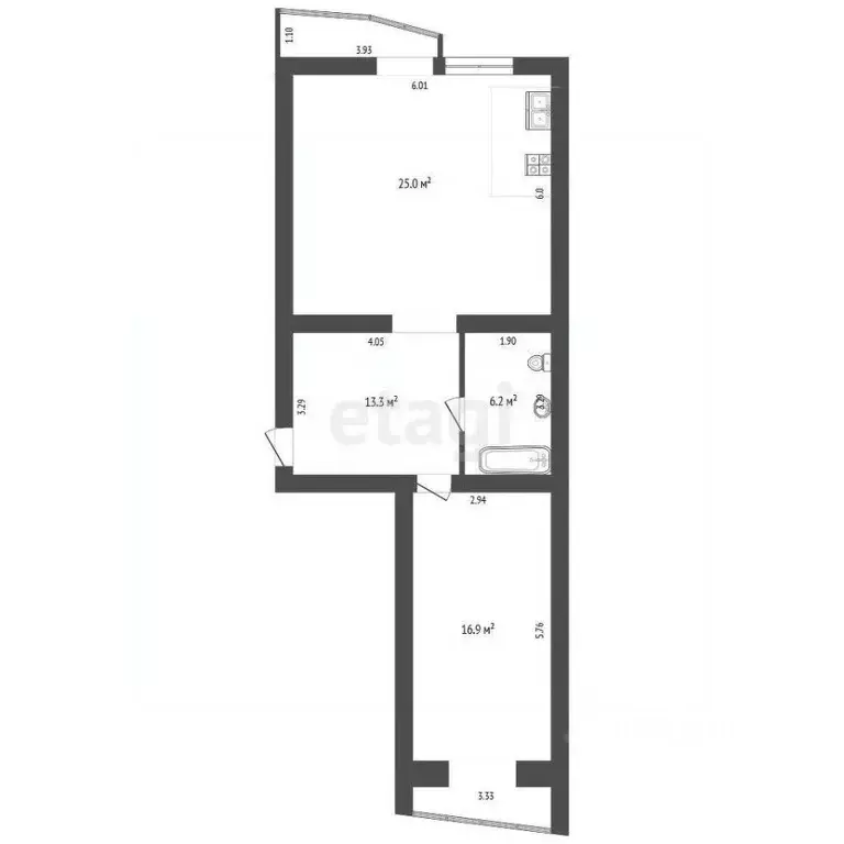 2-к кв. Самарская область, Самара Чапаевская ул., 187 (77.6 м) - Фото 1