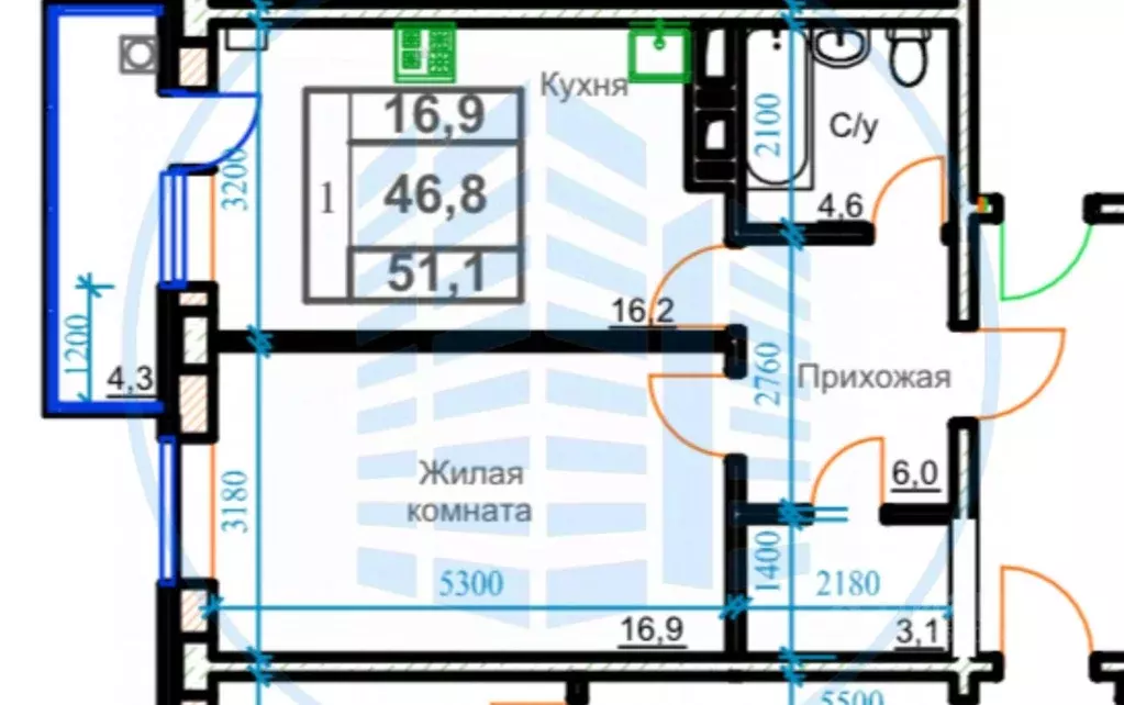 1-к кв. Ставропольский край, Ессентуки ул. Маяковского, 19А (45.9 м) - Фото 1