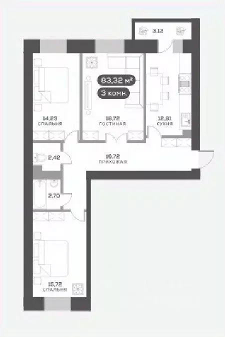 3-к кв. Красноярский край, Красноярск Академгородок мкр, 7 (83.32 м) - Фото 0