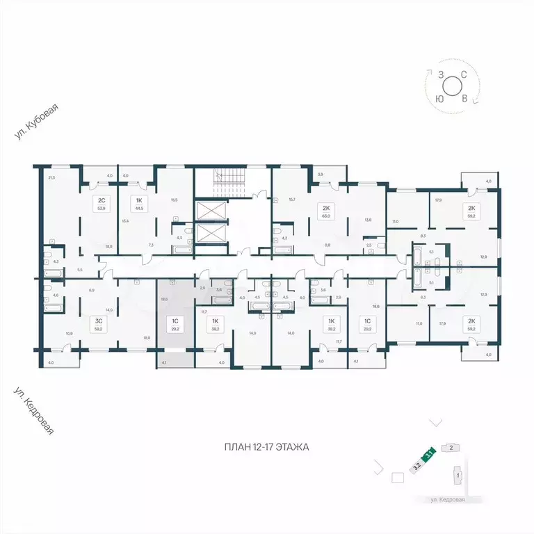 Квартира-студия, 29,2 м, 15/17 эт. - Фото 1