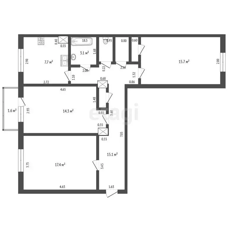 3-комнатная квартира: Самара, Ново-Вокзальная улица, 9 (77.1 м) - Фото 1