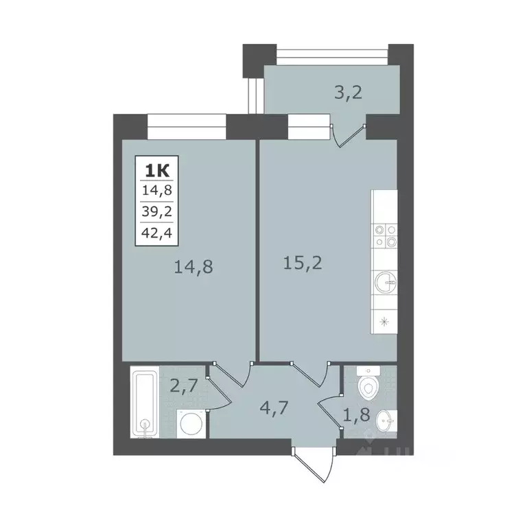1-к кв. Ставропольский край, Ессентуки  (42.4 м) - Фото 1