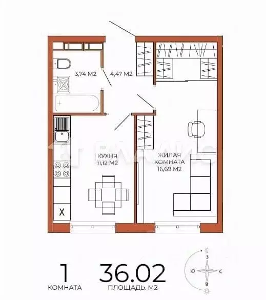 1-к кв. Пензенская область, Пенза Побочинская ул., с8 (36.02 м) - Фото 2