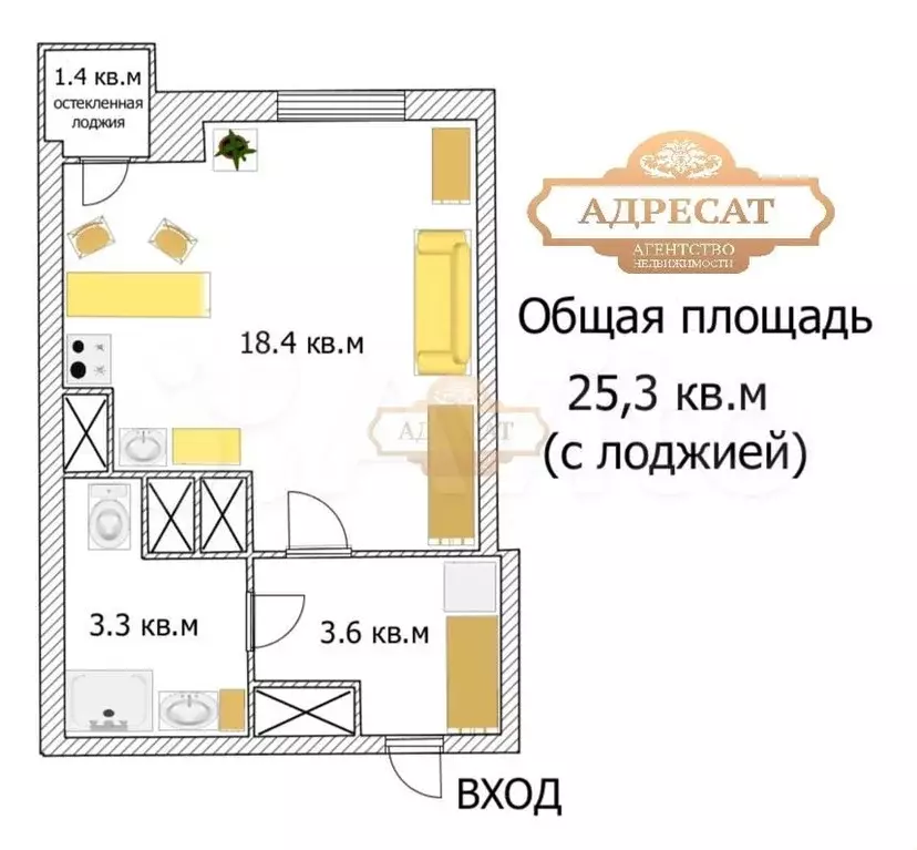 Квартира-студия, 25,3 м, 25/26 эт. - Фото 0