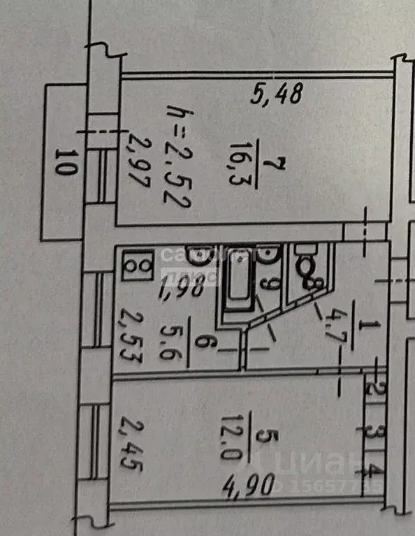 2-к кв. Омская область, Омск ул. 5-я Линия, 221 (42.8 м) - Фото 2
