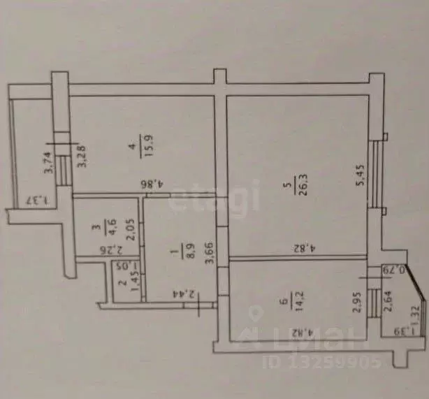 2-к кв. Липецкая область, Липецк ул. Гагарина, 137 (79.8 м) - Фото 1