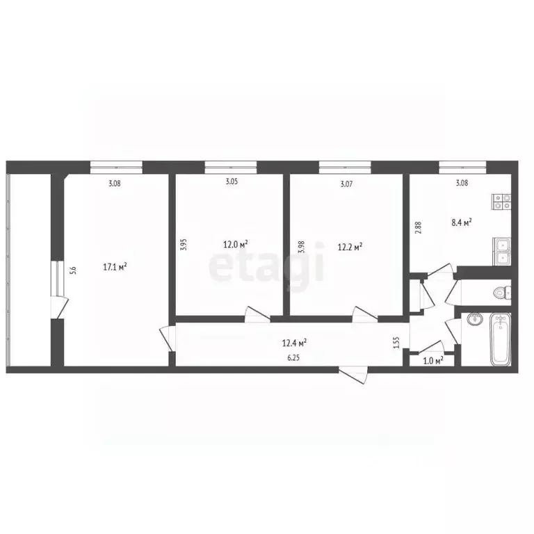 3-к кв. Орловская область, Орел ул. Генерала Родина, 54 (67.0 м) - Фото 2