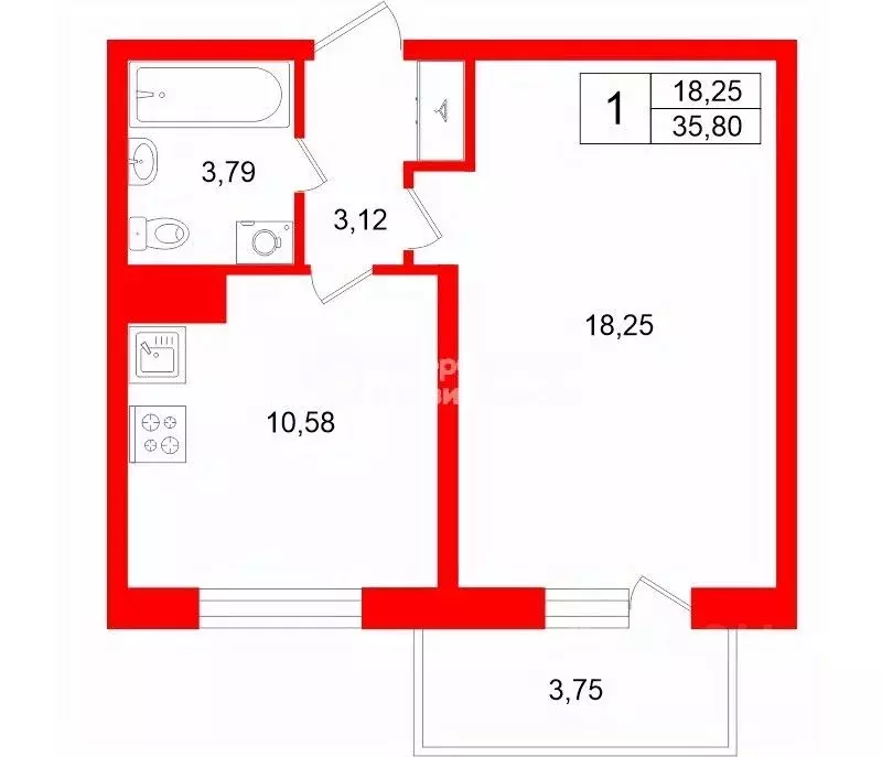1-к кв. Санкт-Петербург 2-й Предпортовый проезд, 6 (35.8 м) - Фото 2