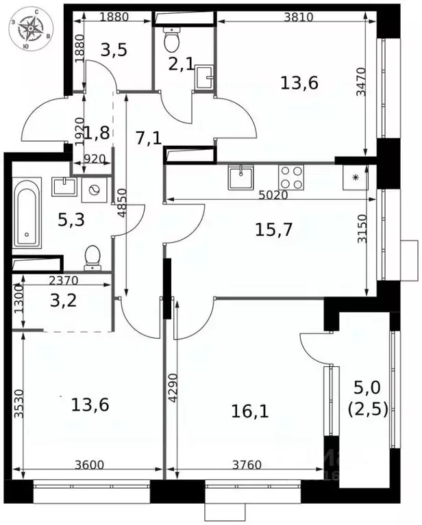 3-к кв. Москва Новомосковский ао, Киевское шоссе, 24-й км, вл1 (84.5 ... - Фото 1