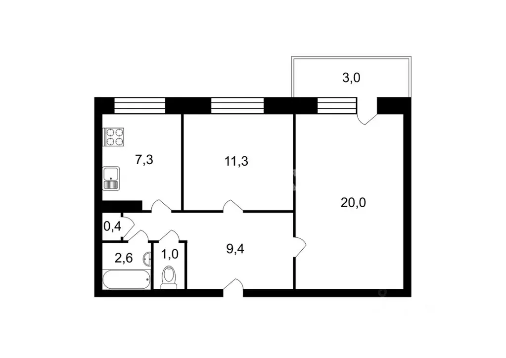 2-к кв. Санкт-Петербург Малая Балканская ул., 60К1 (54.0 м) - Фото 1