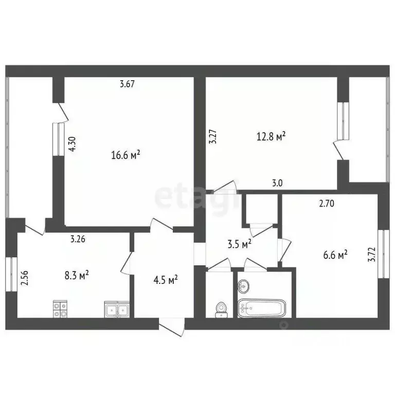3-к кв. Ростовская область, Аксай ул. Вартанова, 2А (60.0 м) - Фото 2