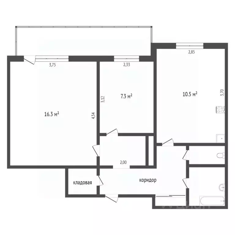 2-к кв. Бурятия, Улан-Удэ Аэропорт мкр, 30 (50.8 м) - Фото 0