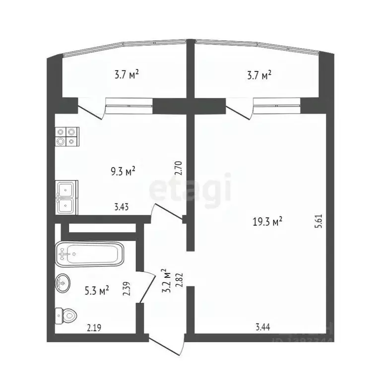1-к кв. Тюменская область, Тюмень ул. Монтажников, 40 (37.2 м) - Фото 2