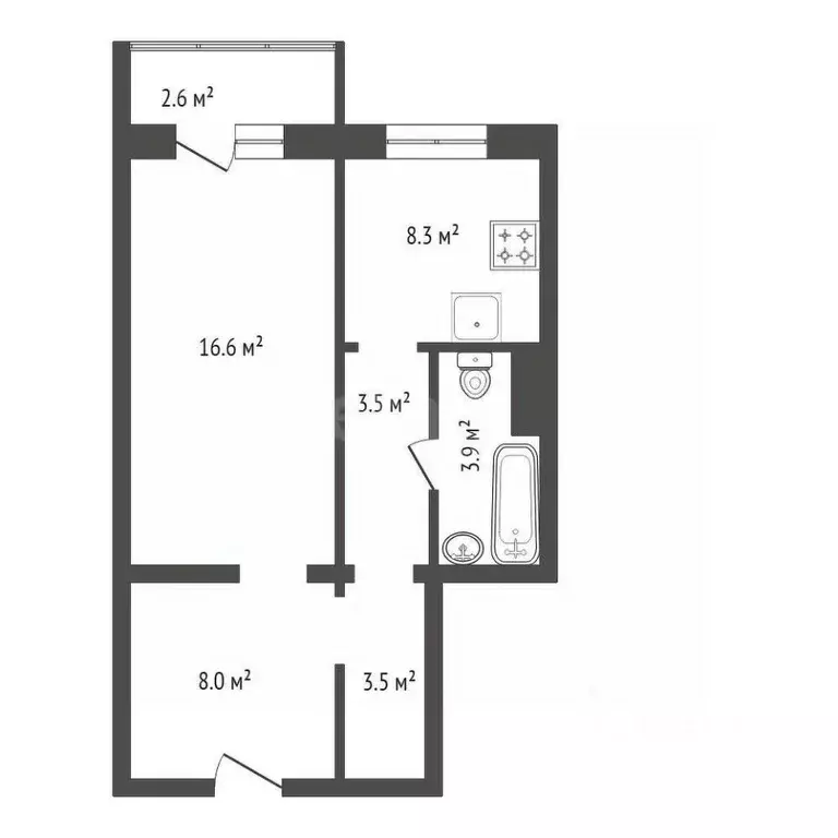 1-к кв. Красноярский край, Красноярск ул. Апрельская, 6Б (43.7 м) - Фото 2