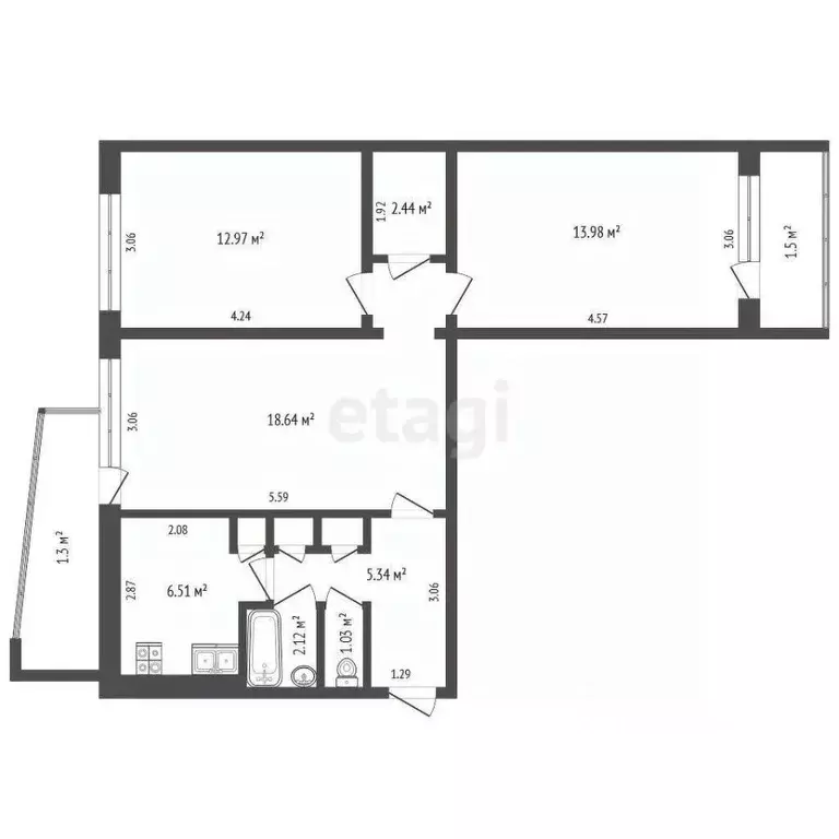 3-к кв. Мордовия, Саранск Гожувская ул., 27 (64.2 м) - Фото 2
