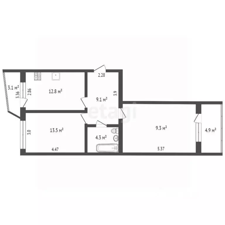 2-к кв. Ростовская область, Таганрог ул. Чехова, 375 (65.2 м) - Фото 2