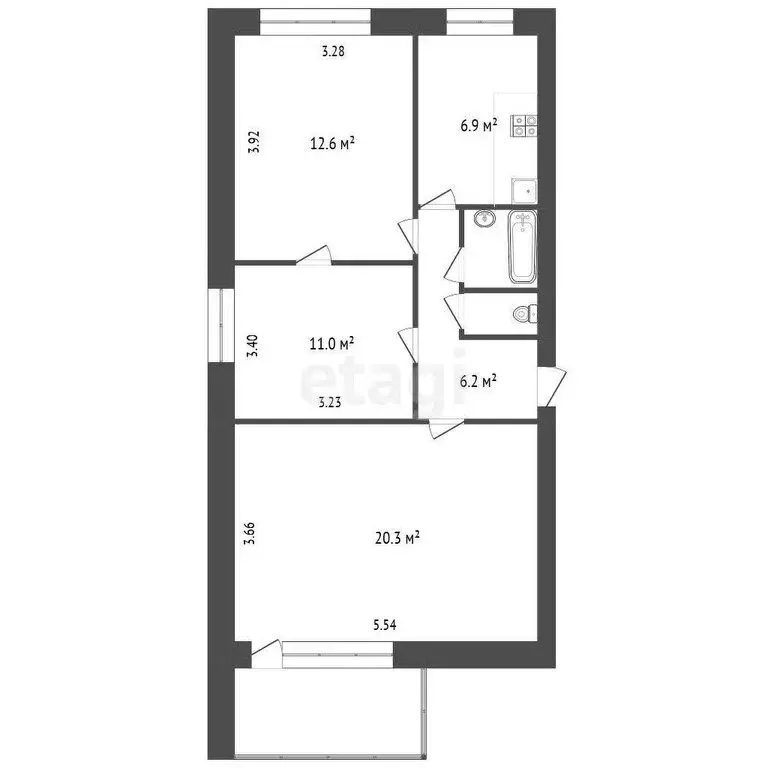 3-комнатная квартира: Ярославль, Ленинградский проспект, 65 (60.1 м) - Фото 1