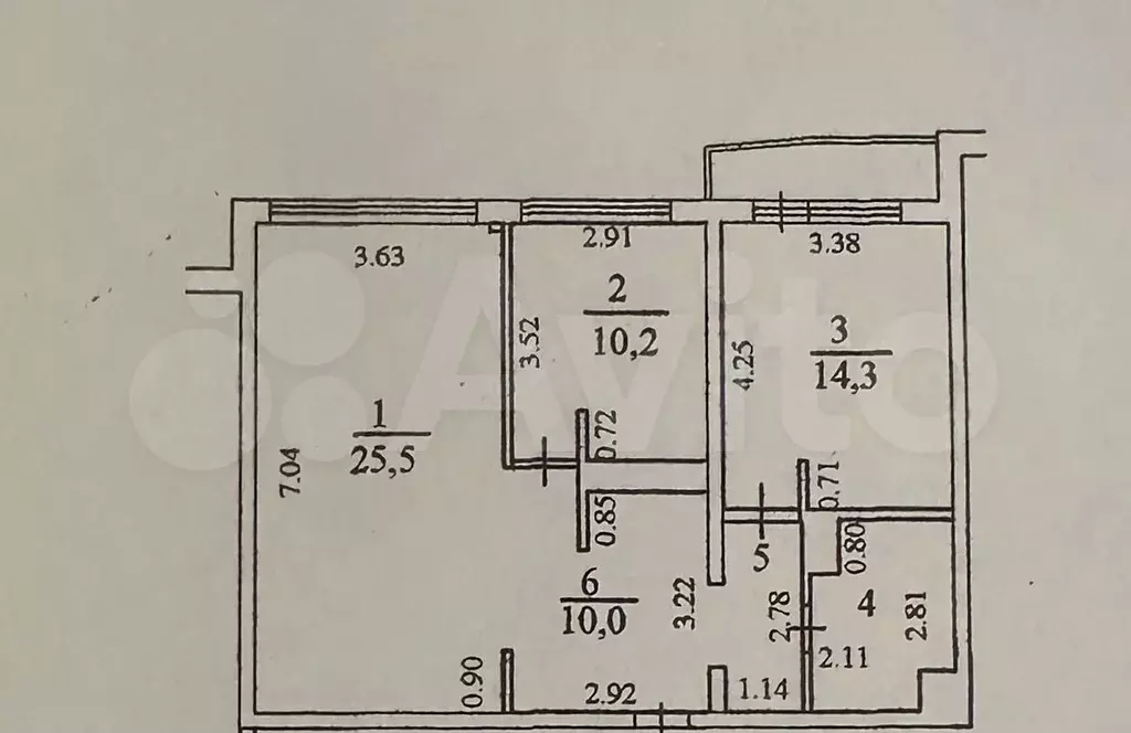 3-к. квартира, 68,5 м, 6/7 эт. - Фото 0