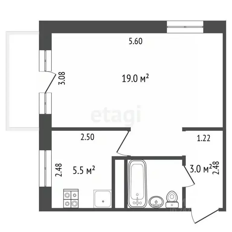1-к кв. Московская область, Коломна Зеленая ул., 5 (31.0 м) - Фото 2