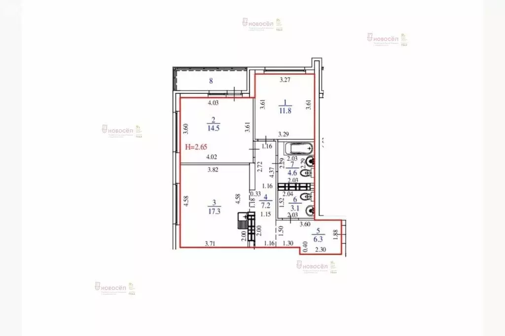 3-комнатная квартира: Екатеринбург, Московская улица, 190 (65 м) - Фото 1