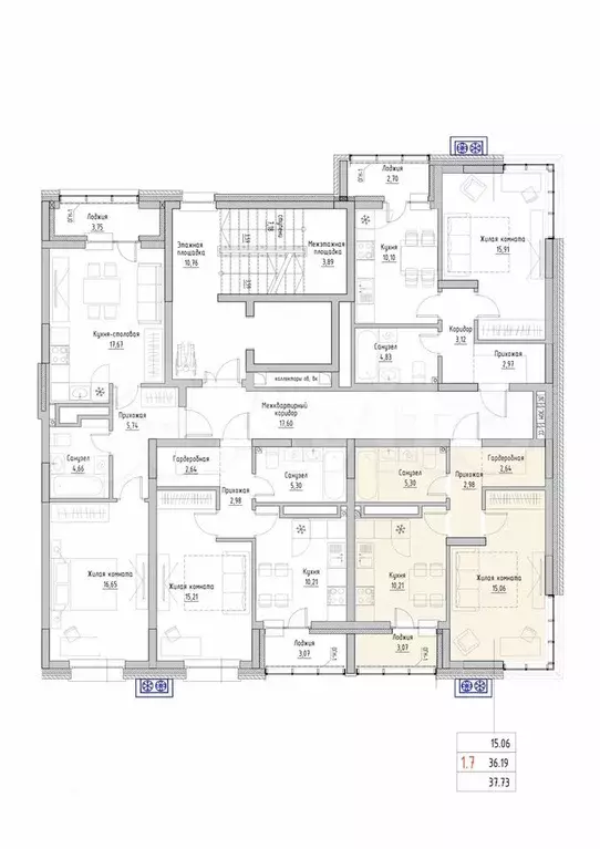 1-к. квартира, 37,7 м, 5/9 эт. - Фото 1