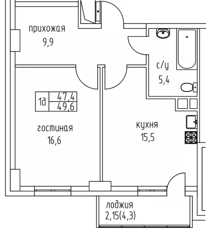 1-к кв. Саха (Якутия), Якутск просп. Михаила Николаева, 3к5А (49.6 м) - Фото 1