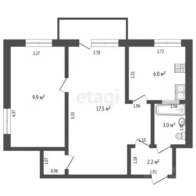 2-к кв. Чувашия, Чебоксары просп. Ленина, 13 (40.0 м) - Фото 2