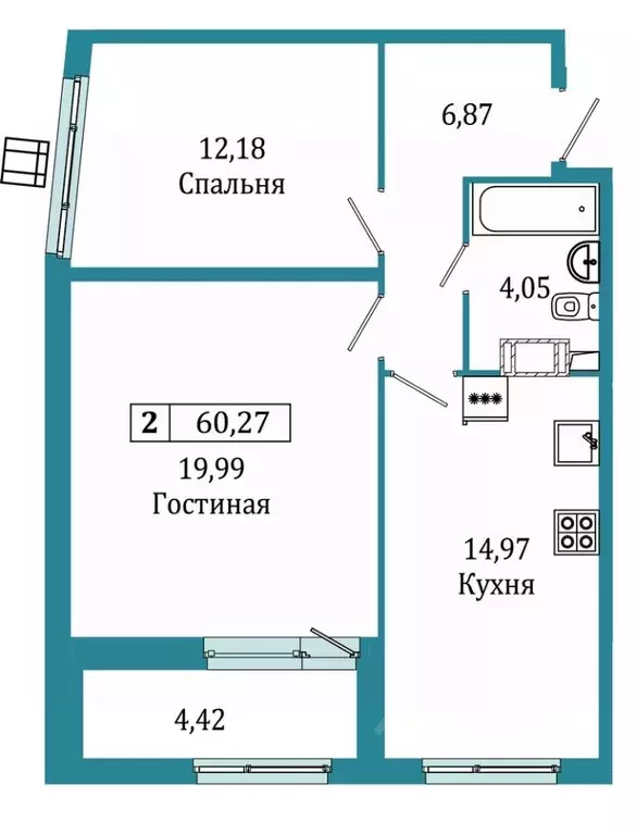 2-к кв. Ленинградская область, Мурино Всеволожский район, ул. ... - Фото 0