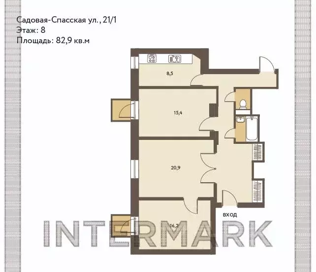 3-к кв. Москва Садовая-Спасская ул., 21/1 (82.9 м) - Фото 2