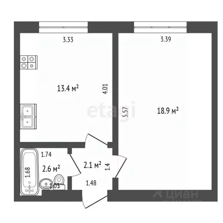 1-к кв. Мордовия, Саранск Студенческая ул., 8 (37.0 м) - Фото 2