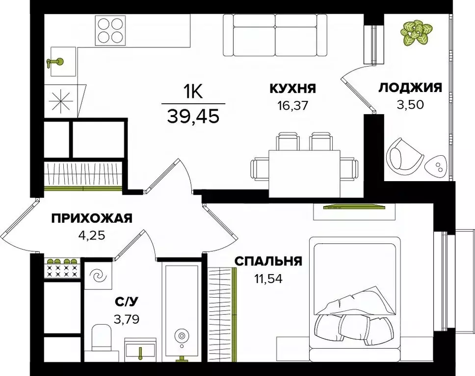 1-к кв. Тульская область, Тула  (39.45 м) - Фото 0