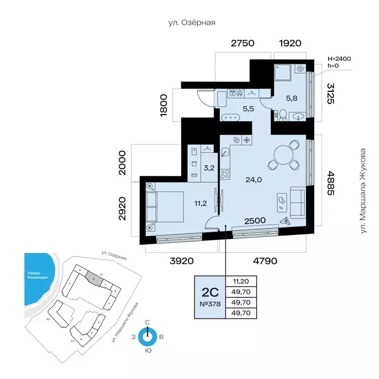 2-к кв. Башкортостан, Уфа Сипайлово жилрайон, Атлантис жилой комплекс ... - Фото 1
