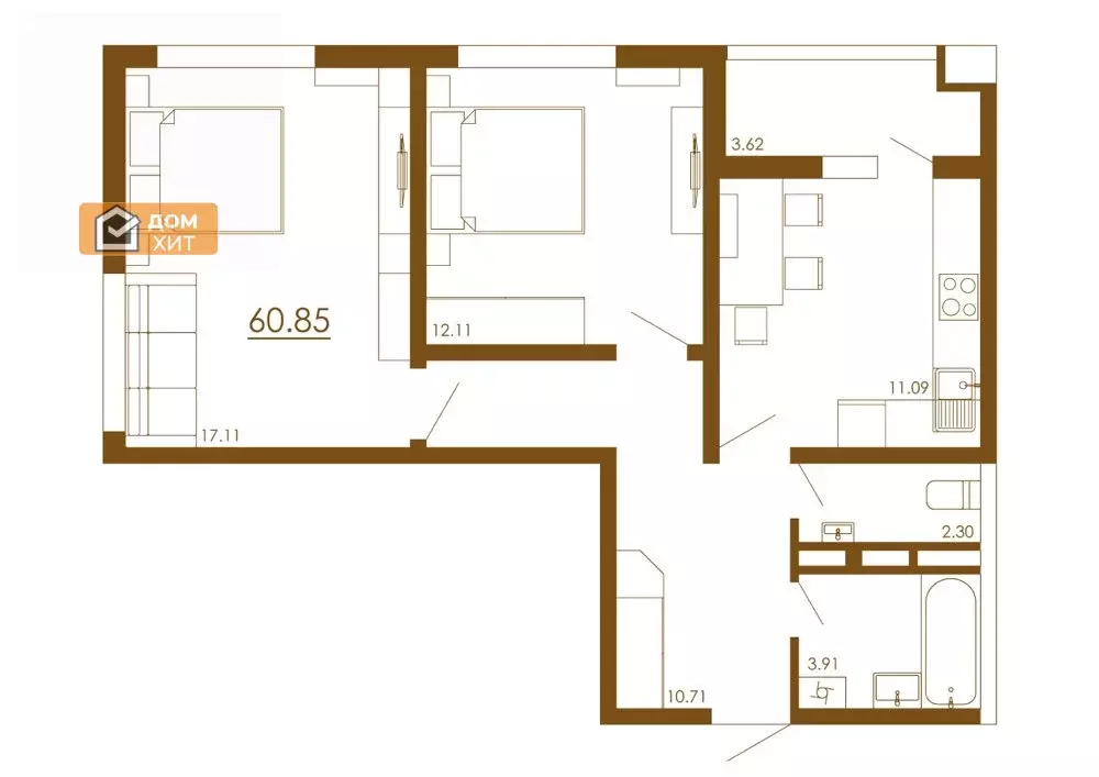 2-комнатная квартира: Симферопольский район, Мирновское пос., с. ... - Фото 2