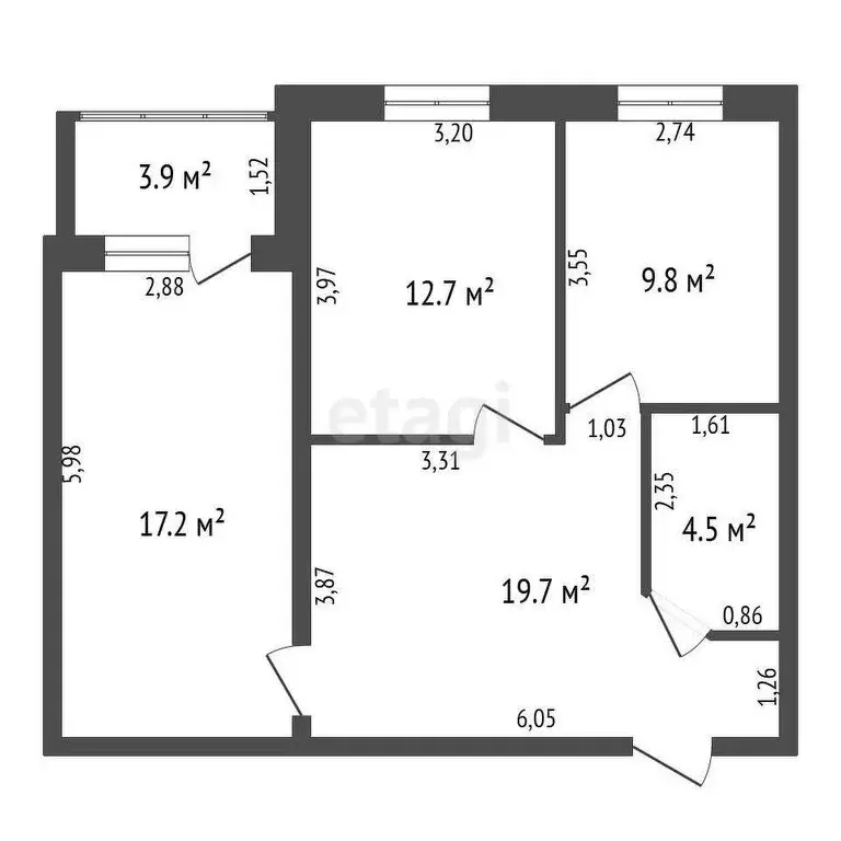 3-комнатная квартира: Обнинск, улица Любого, 11 (63.9 м) - Фото 0